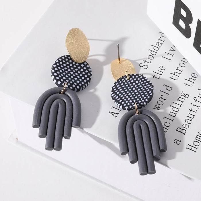 Exaggerated Personality Spotted Soft Pottery Earrings