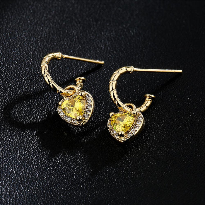 Popular gold zircon love female Earrings