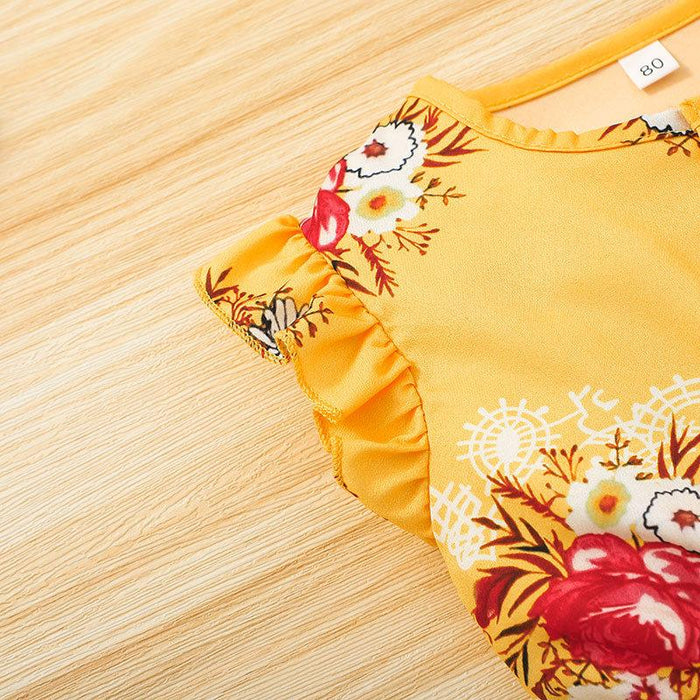 Girls Short Sleeve Printed Jumpsuit