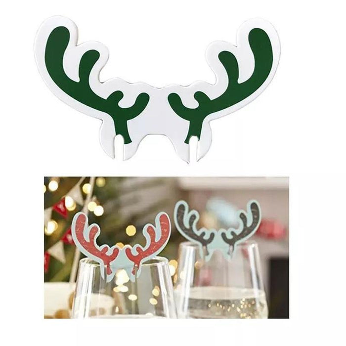 10pcs Wine Cup Card Christmas Decor Santa Hat Glass Decor