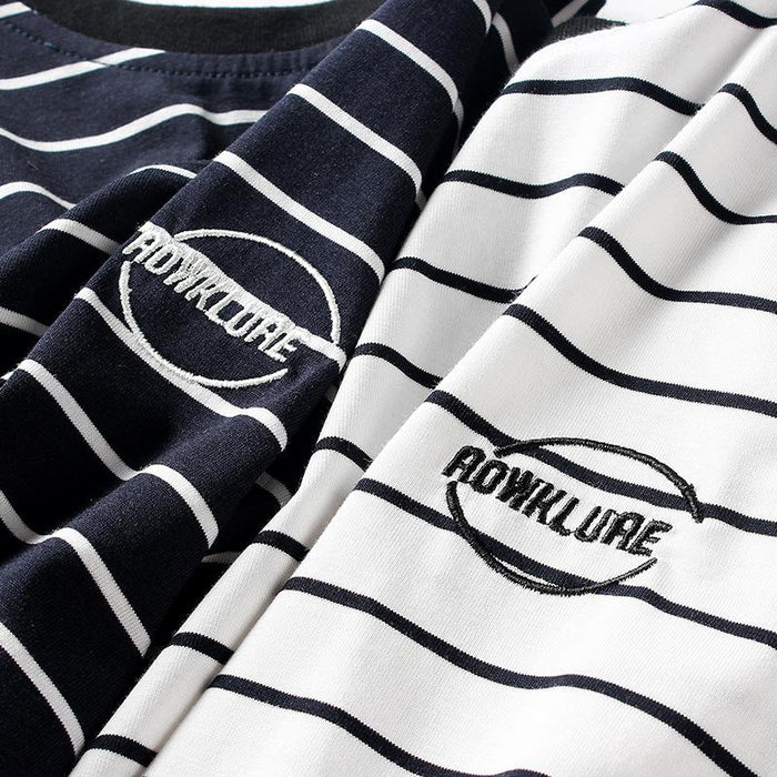 Striped embroidered top children's Short Sleeve T