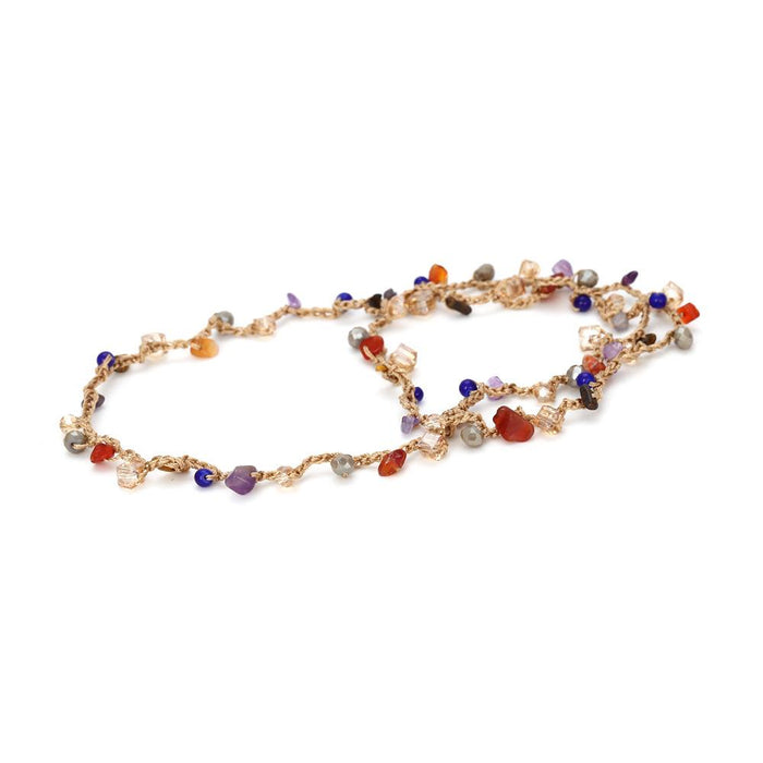 Hand Woven Colored Broken Glass Necklace (long Necklace)