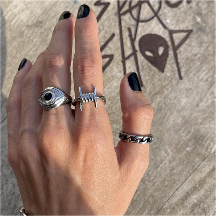 Gothic Punk Heart Grog Skull Rings