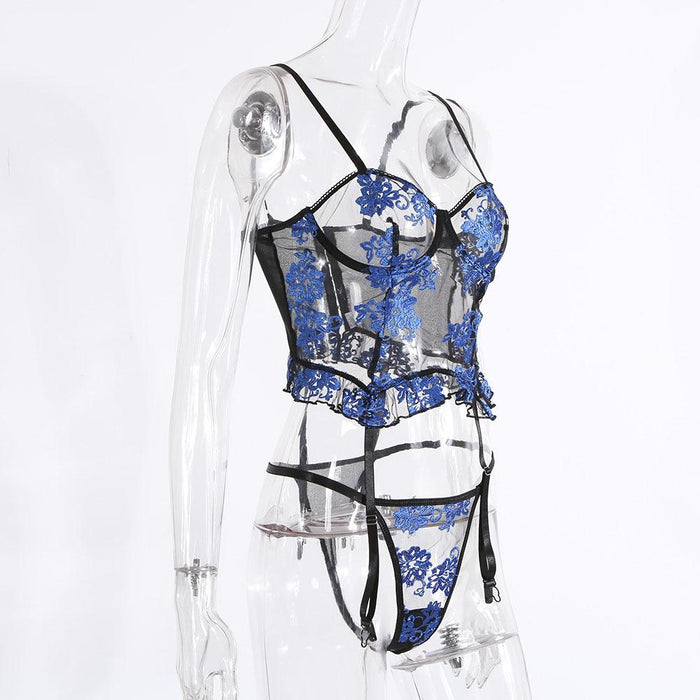 Sexy Lingerie Women Mesh Embroidery Underwear Set