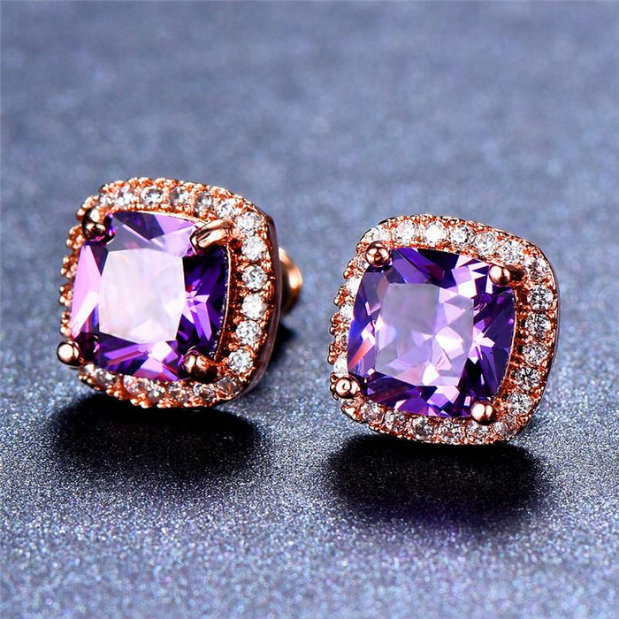 Yellow Pink Zircon Earrings Fashion Wedding Jewelry