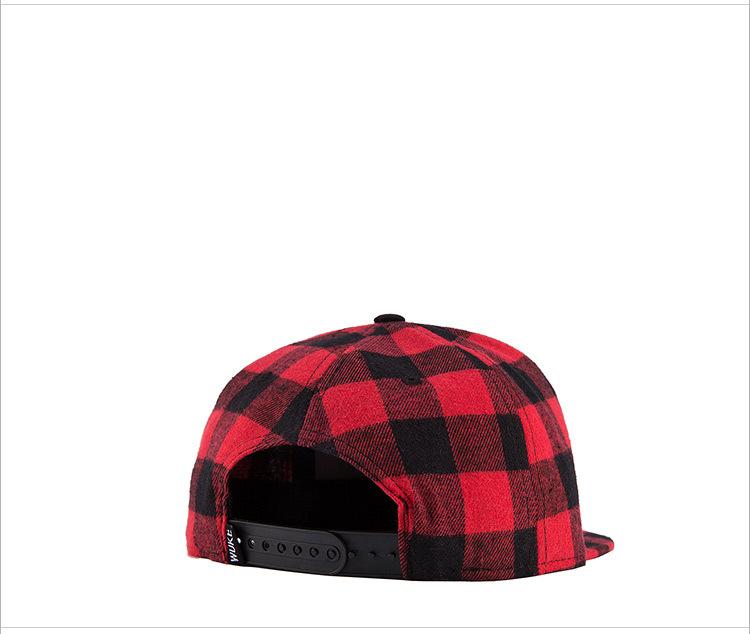 New Fashion Cotton Black Red Plaid Baseball Cap