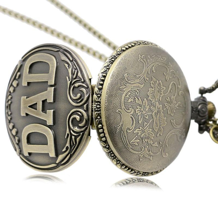 New Arrived Pocket Watch Mens DAD Gift Copper Clock With Chain