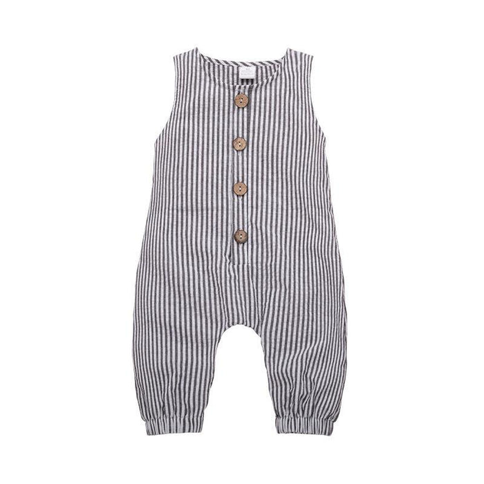 Sleeveless striped single breasted Khaki