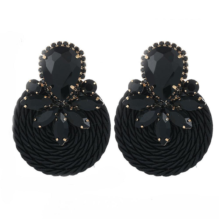 New Exaggerated Retro Simple Women's Earrings Accessories Inlaid Rhinestone