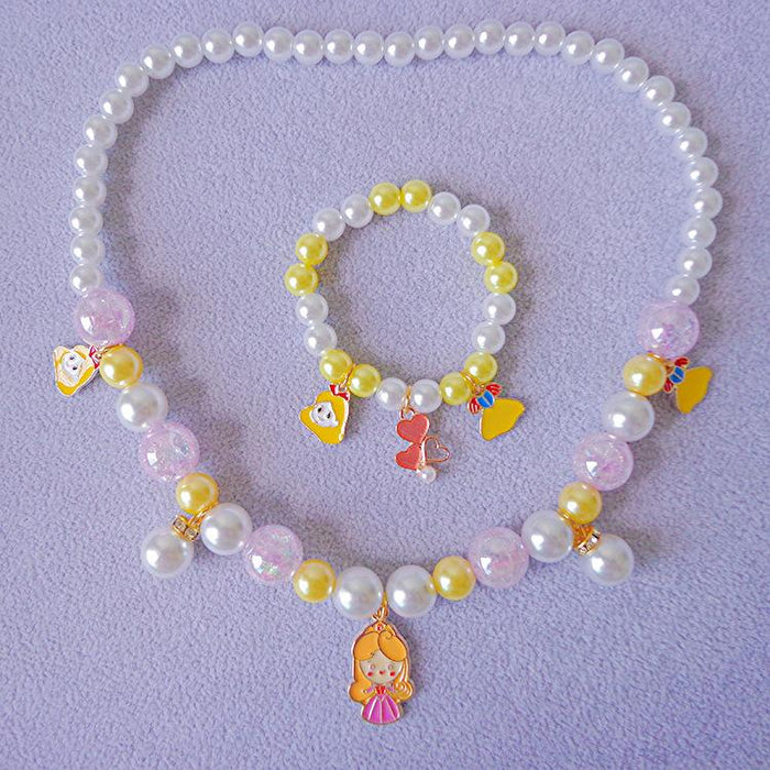 Children's Jewelry Princess Sweater Chain Necklace Bracelet Set