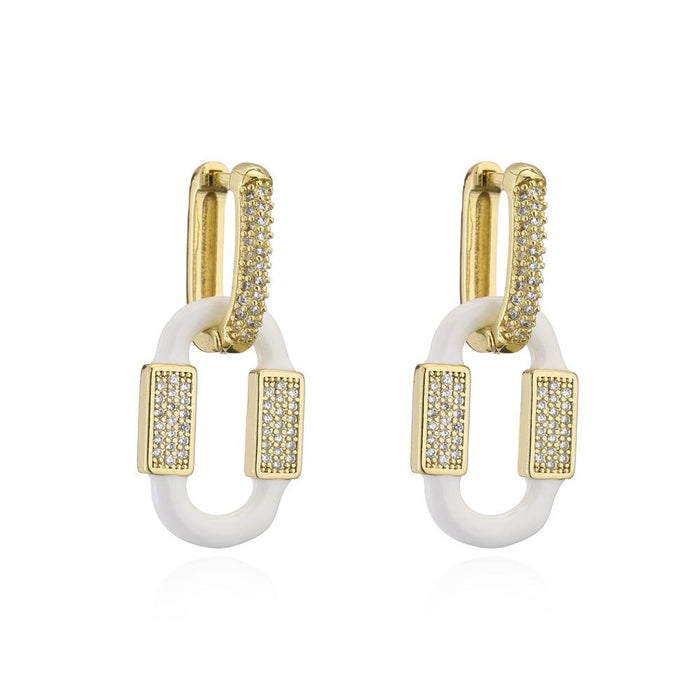 New 7 Colors Oil Drop Gold Color Zircon Women's Earrings