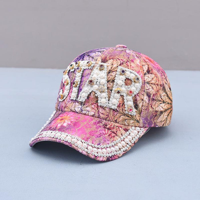 Summer Women's Maple Leaf Lace Handmade Beads Baseball Cap