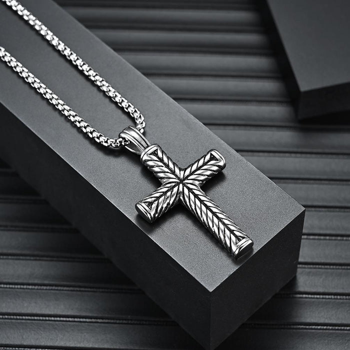 Men's Punk Rock Stainless Steel Cross Pendant Necklace