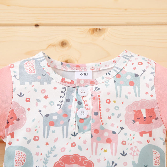 Girls' animal design Short Sleeve