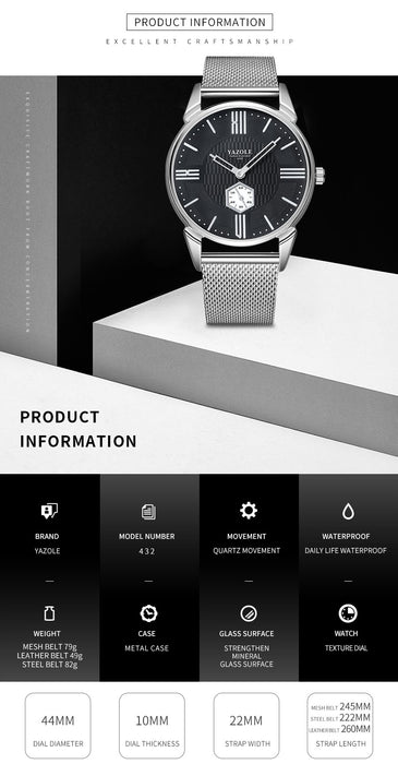 Top Brand Luxury Yazole Independent Small Seconds Hand Designer Men's Wrist Watches