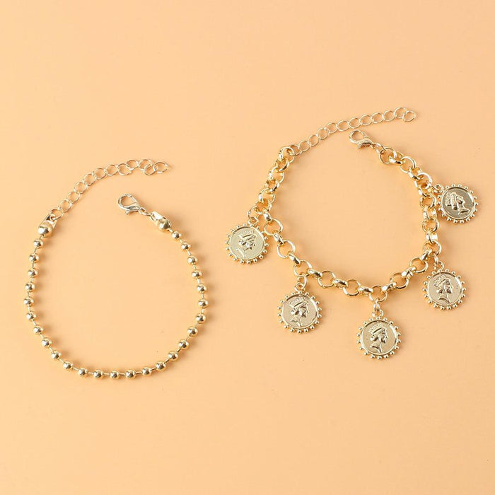 Simple Fashion Gold Bead Double Layer Women's Bracelet Accessories