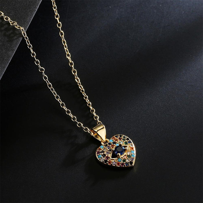 Classic Zircon Heart Pendant Gold Color Necklace