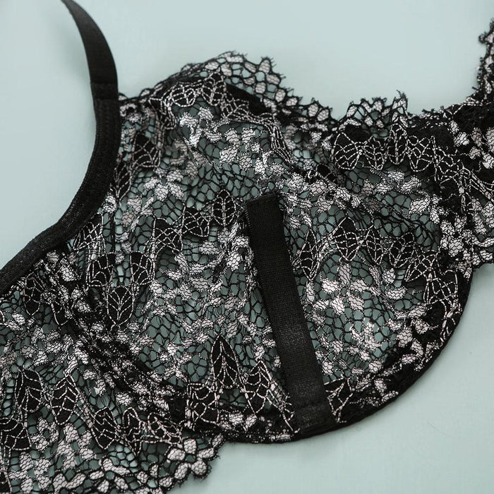 Two-color Lace Mesh Underwear Sexy Stitching Lingerie Set