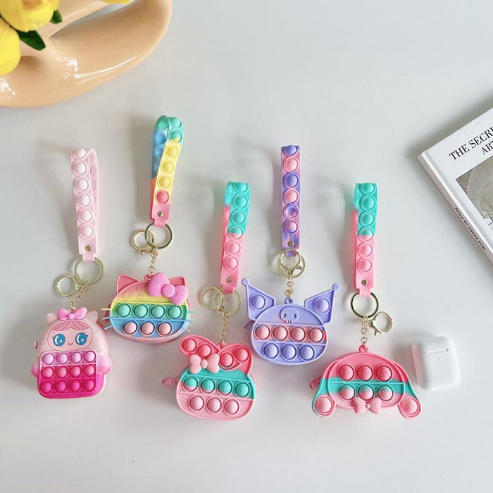 Cartoon creative silicone mini bag rabbit pendant keychain