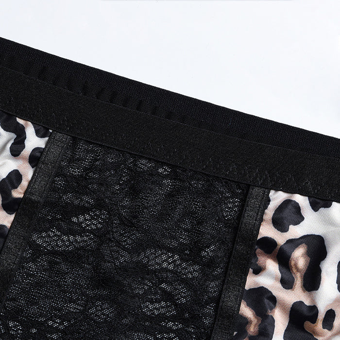 Women's Sexy Leopard Print Lace Skirt Underwear Set