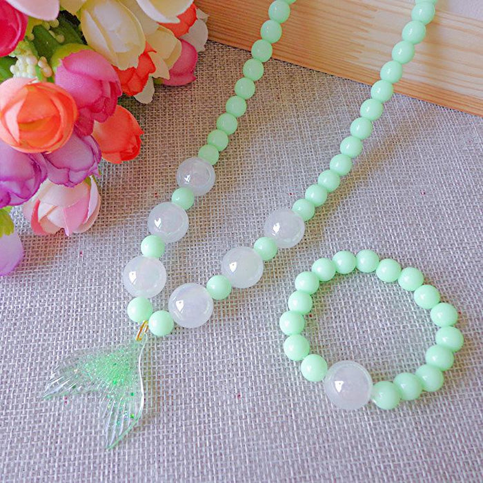 Cute Cartoon Beauty Fishtail Necklace Bracelet Set