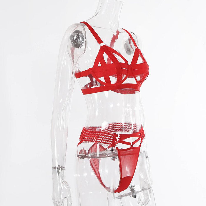 Sexy Red Hollow Lingerie Women Intimates Underwear