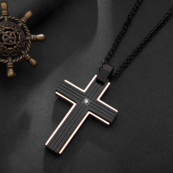 Creative Two-color Stainless Steel Cross Pendant Necklace