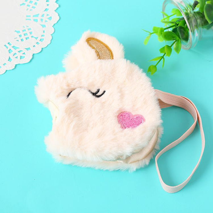 Cartoon Plush Pink Squint Rabbit Alpaca Sleeping Blindfold