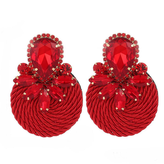 New Exaggerated Retro Simple Women's Earrings Accessories Inlaid Rhinestone