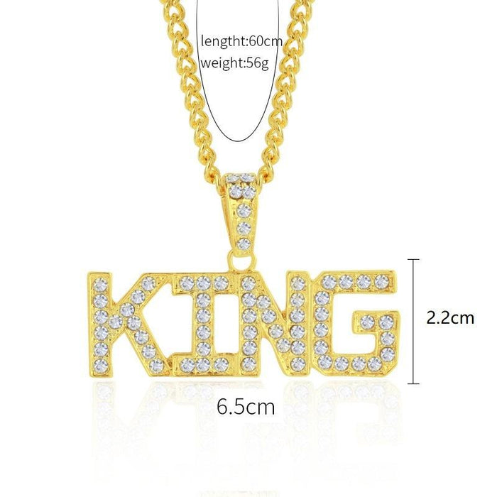Punk Hip-hop Letter Full Diamond Necklace