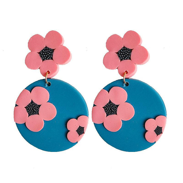 New Trend Flower Soft Ceramic Round Geometric Spring and Summer Clay Earrings