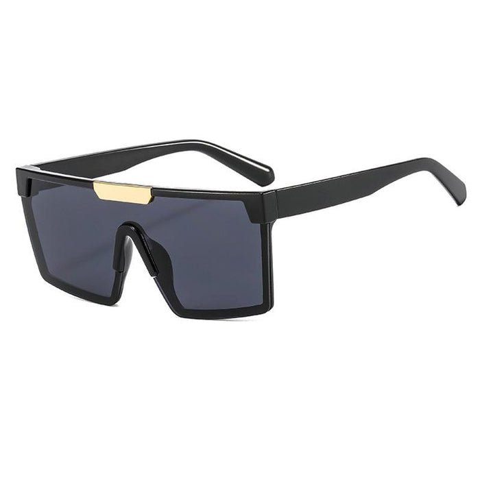 Square large frame one piece contrast Sunglasses