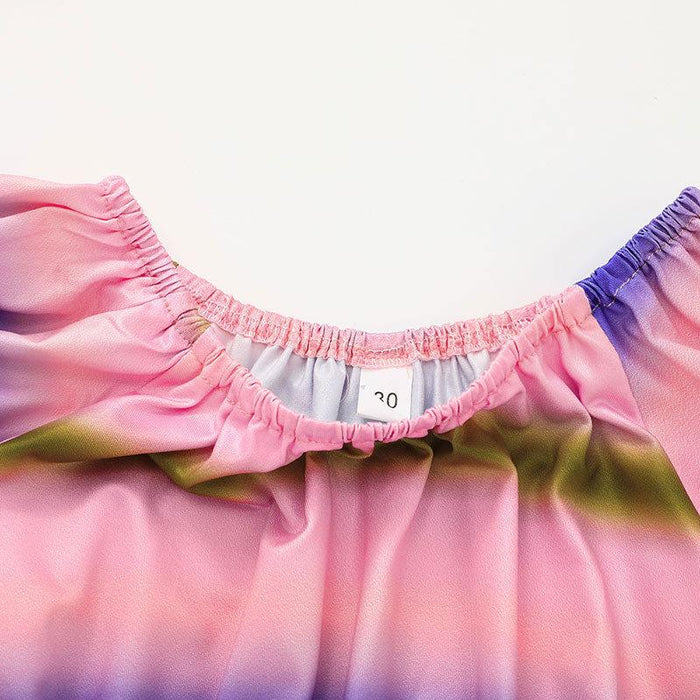 Summer Girls Flared Pants Multicolor Casual Two-piece Set