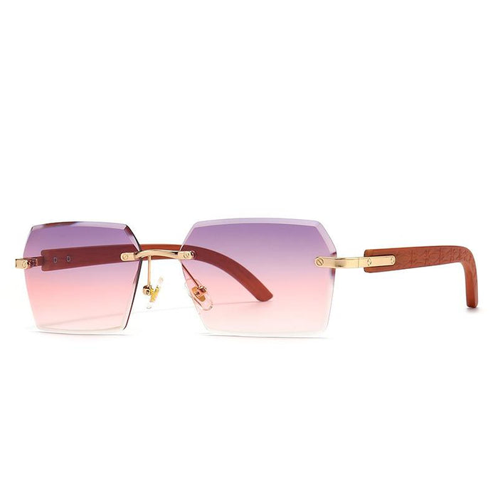 Men's and women's small frame personalized metal rimless Sunglasses
