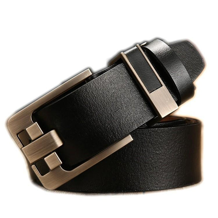 New Men's Leisure Business Retro Pinhole Buckle Leather Leather Belt