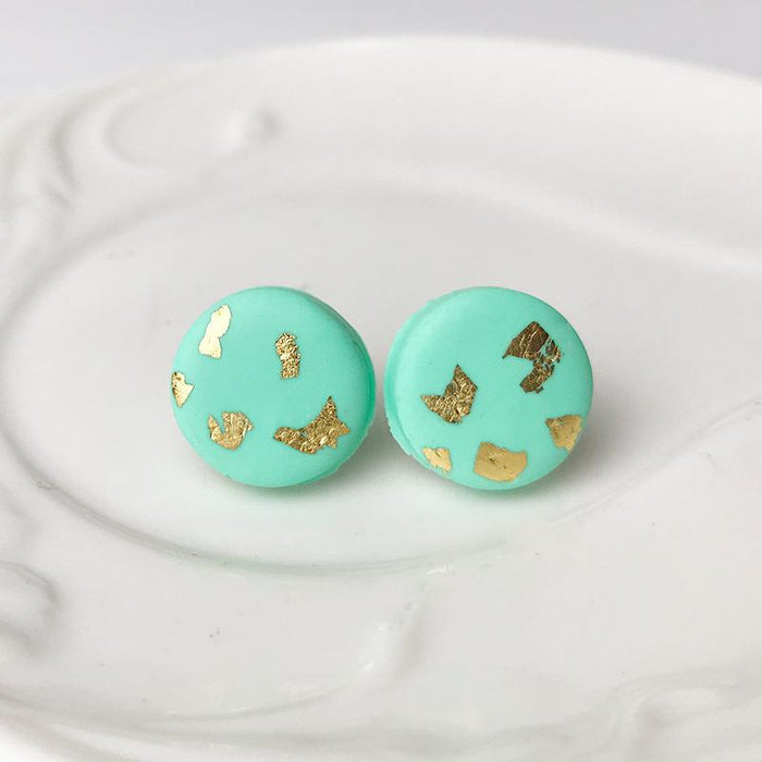 Handmade Soft Pottery Earrings Gold Foil Texture Popular Fashion Earrings