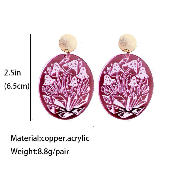 Geometric Mushroom Thunder Snake Mirror Reflection Earrings