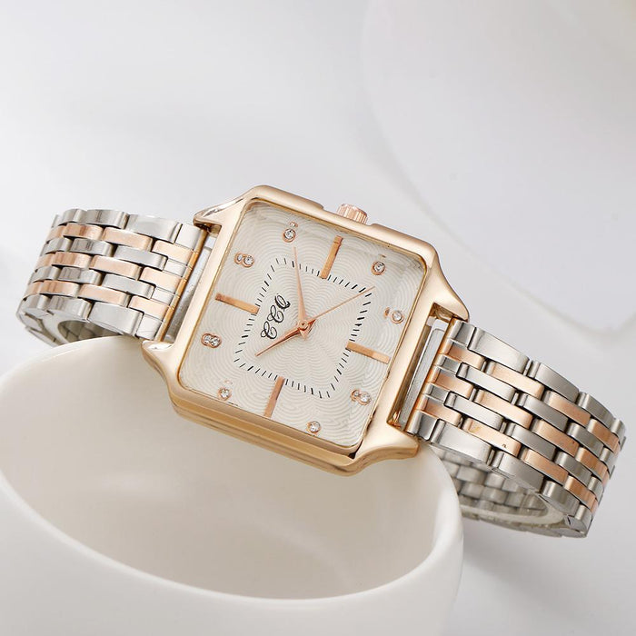 New Simple Square Dial Time Quartz Steel Band Watch Llz20788