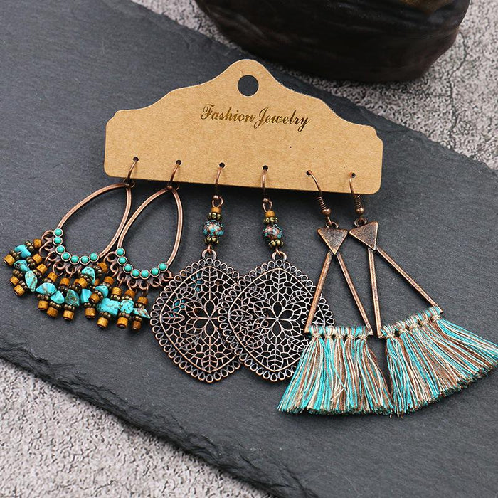 3 pairs/set Earrings Bohemian Style Jewelry X0X36193