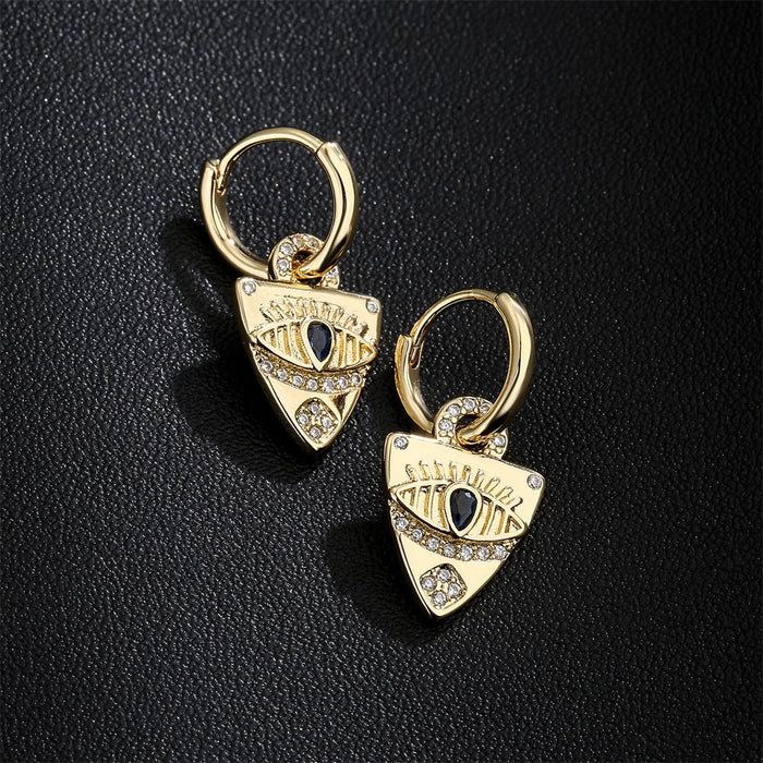 New Gold Color Zircon Devil's Eye Women's Earrings