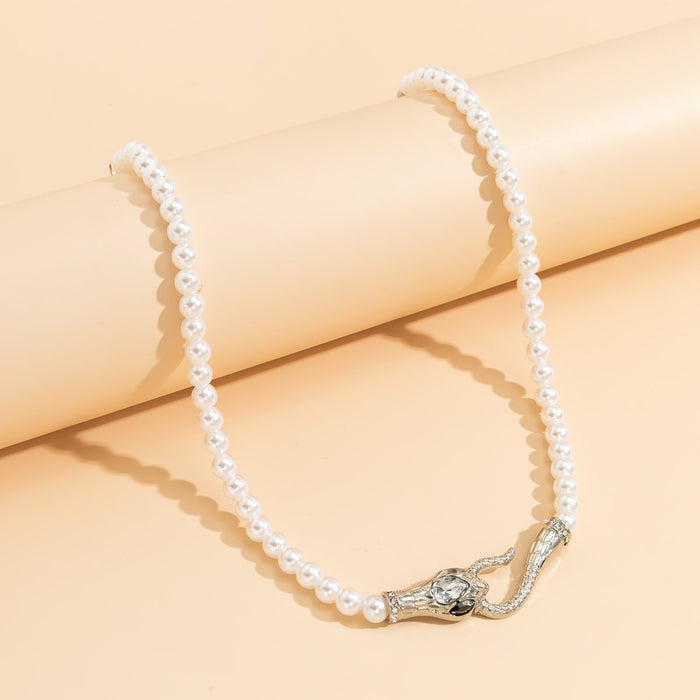 Woven Pearl Simple Snake Necklace