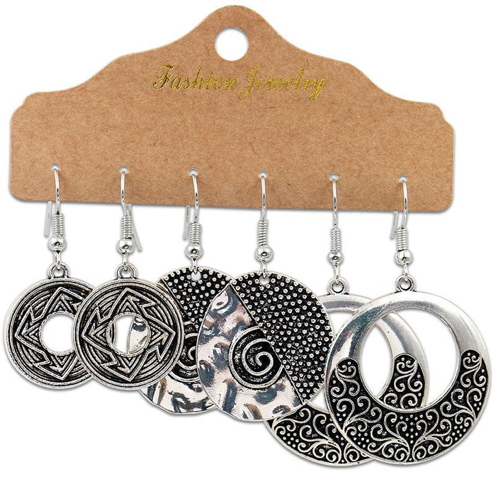 Retro Punk Metallic 3-Pair Earrings