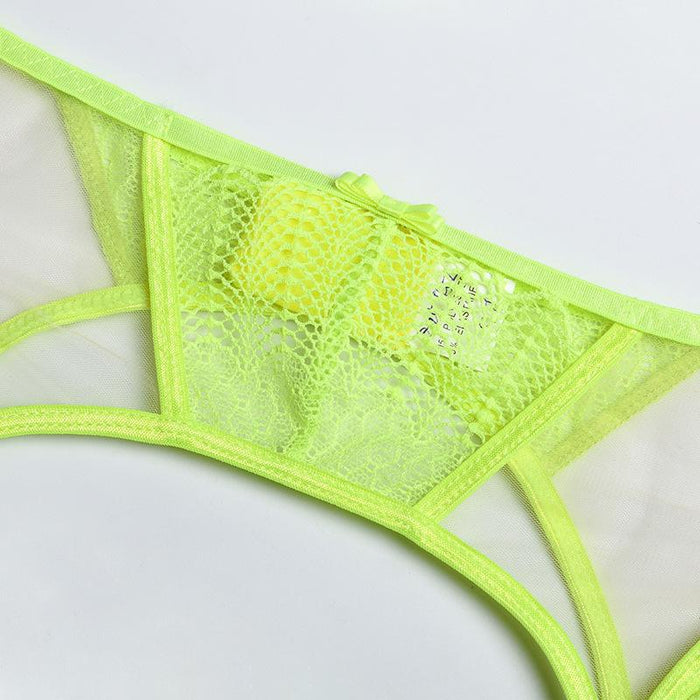 Women's Lace Stitching Sexy Garter Lingerie Three-piece Set
