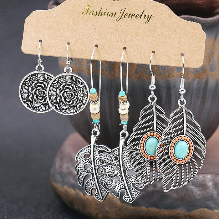 3 pairs/set Earrings Bohemian Style Jewelry X0X36196