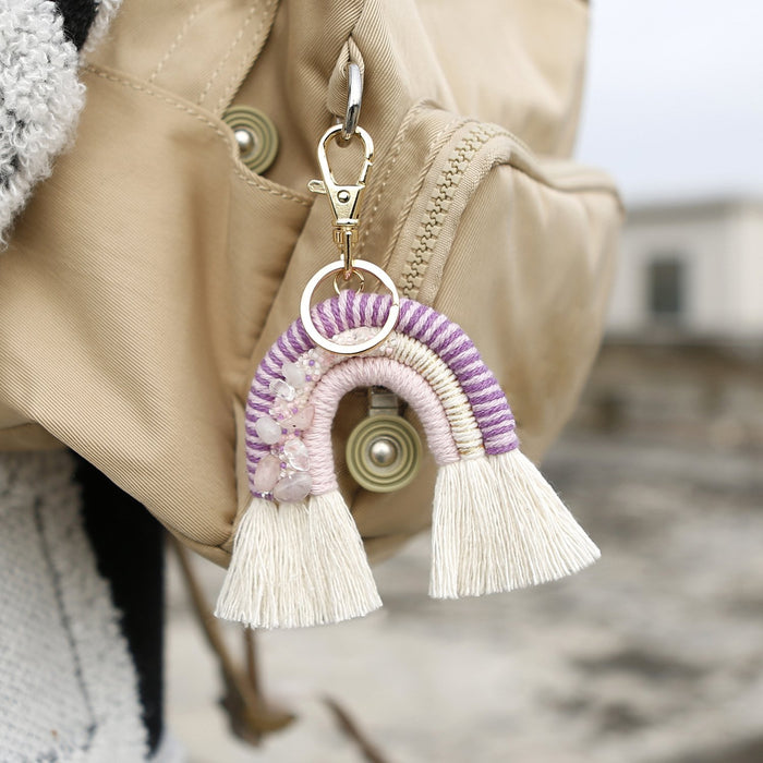 2022 New Hand Woven Tassel Rainbow Crystal Keychain