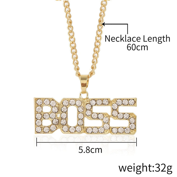 Punk Hip-hop Letter Full Diamond Necklace