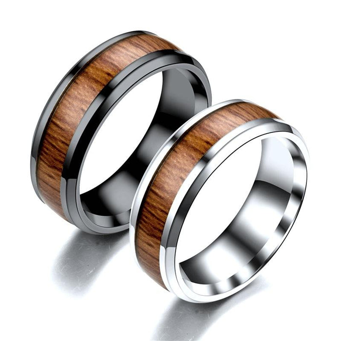 Stainless Steel Wood Grain Ring