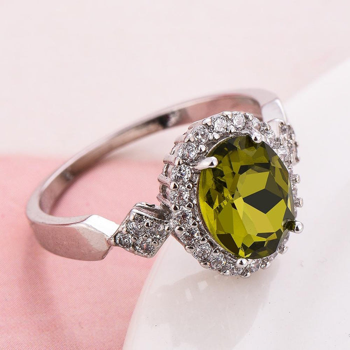 Women's Jewelry Oval Cut Olive / Black Zircon Bridal Rings