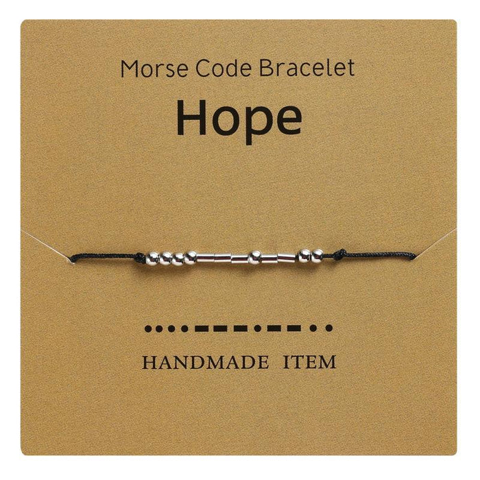 1PC Morse Code Bracelet Silver Beads