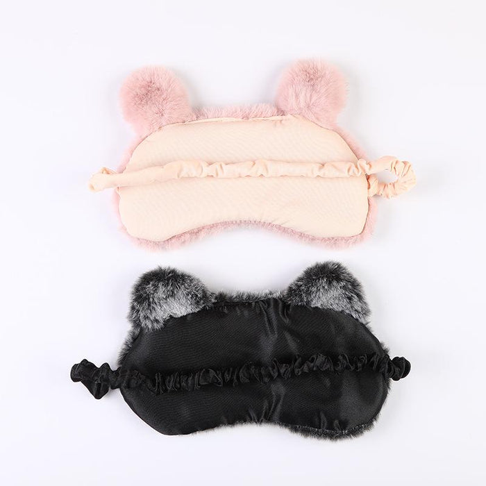 Plush Black Cat Cute Cartoon Rabbit Shade Blindfold Eye Mask